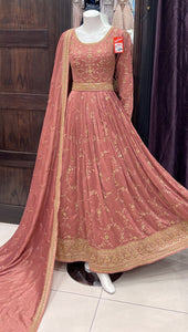 HEAVY EMBROIDERED SILK LONG DRESS 3002G
