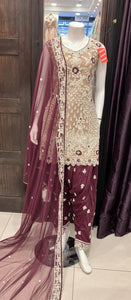 HEAVY EMBROIDERED NET 3 PIECE SHALWAR SUIT 189B