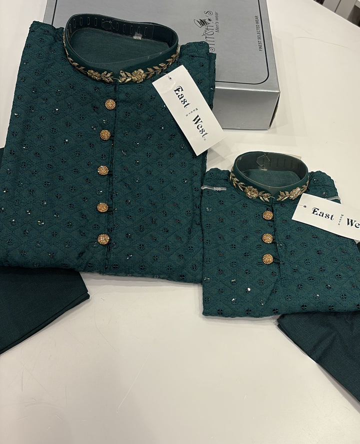 CK728 - Green Chikankari Set for Boys and Men
