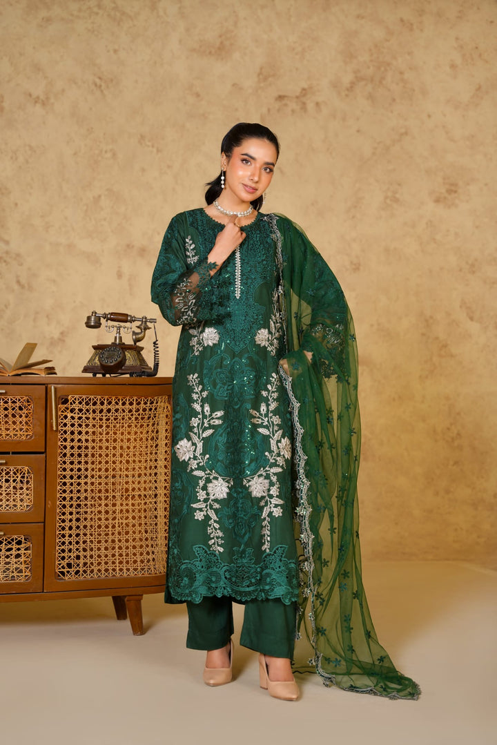1149B - Green Embroidered Linen 3 Piece suit