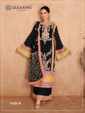 GULKAYRA BLACK EMBROIDERED SILK 3 PIECE SUIT 7406B