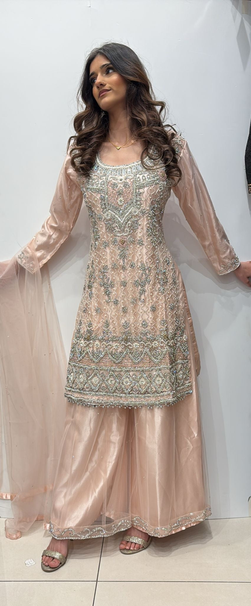 EMBROIDERED NET SHARARA SUIT 0192B