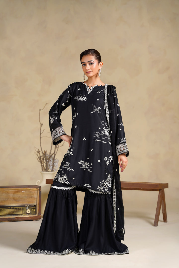 1122A - Black Embroidered Pakistani Suit – Regal Festive Edit