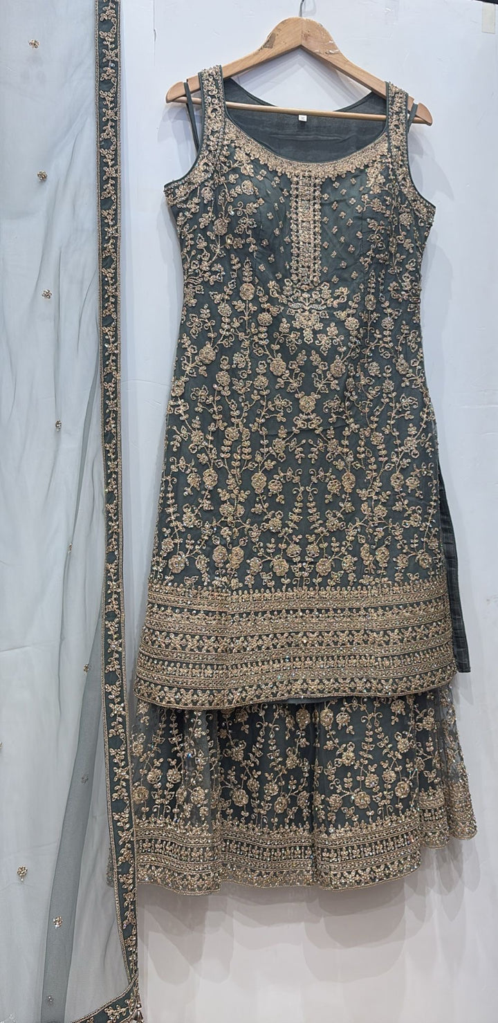 70012b- EMBROIDERED & EMBELLISHED SHARARA SUIT