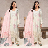 EMBROIDERED PRINT DHANAK 3 PIECE SUIT- MD05