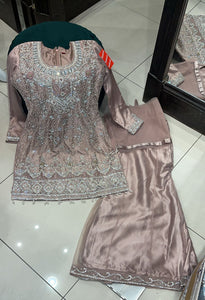 EMBROIDERED NET SHARARA SUIT 0192B