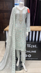 EMBROIDERED CHIFFON 3 PIECE SUIT 477A