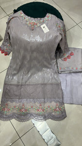 CHIFFON EMBROIDERED 3 PIECE SUIT 211B