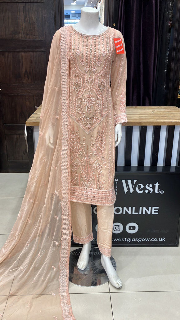 EMBROIDERED CHIFFON 3 PIECE SUIT 478A