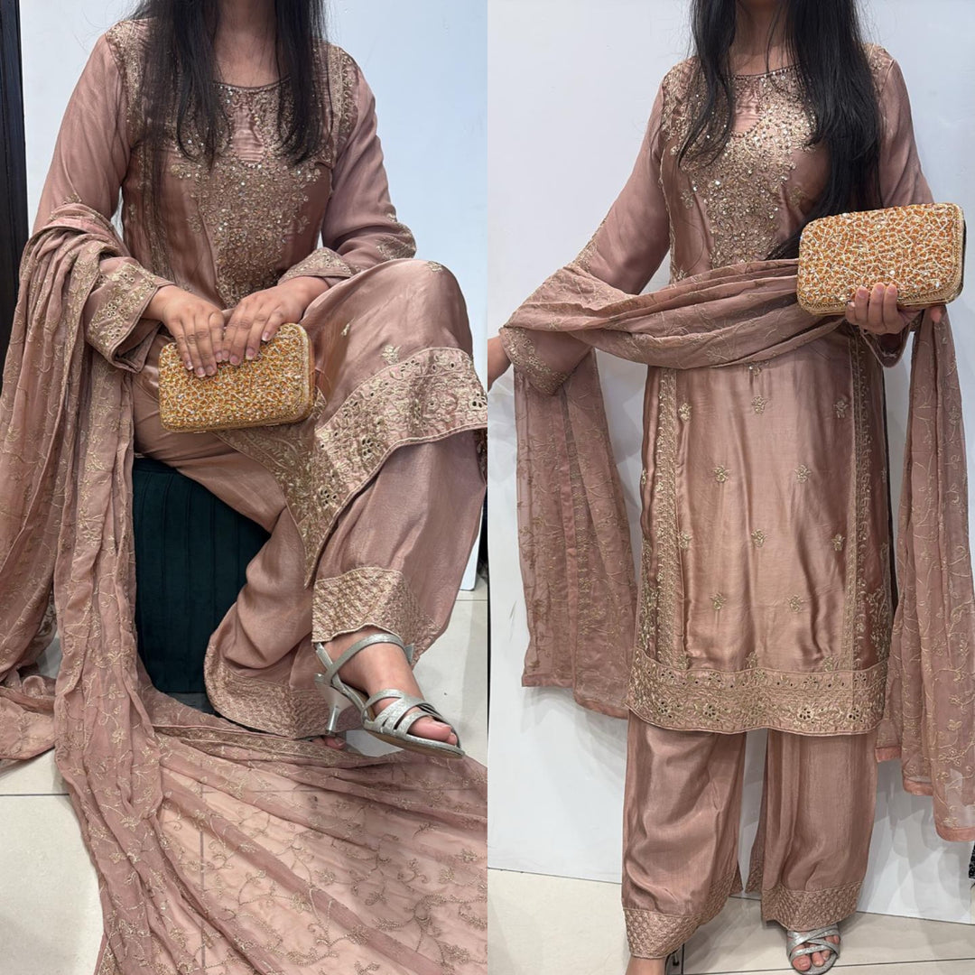 AG22d- EMBROIDERED SILK 3 PIECE SUIT