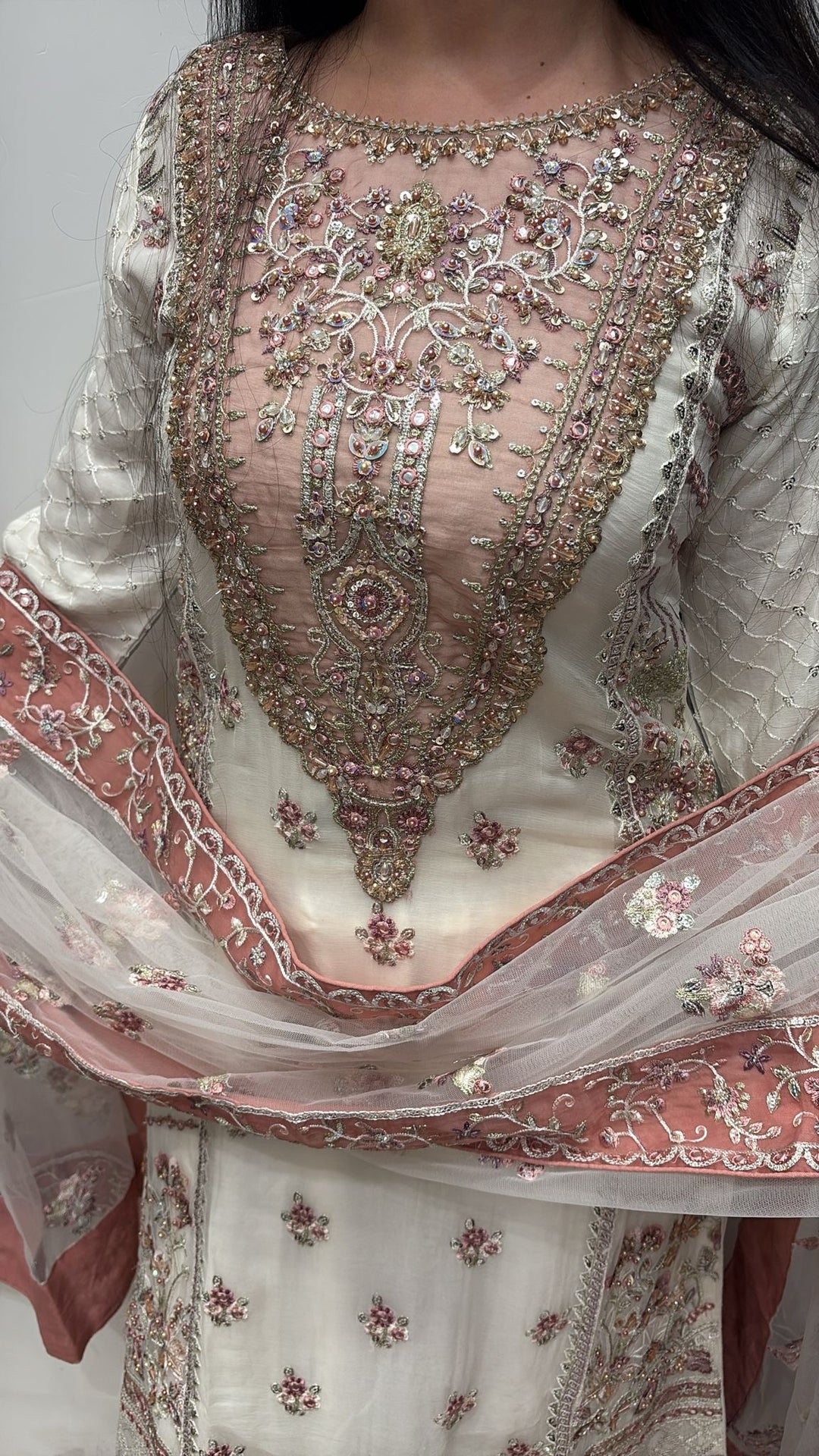 367a- CHIFFON EMBROIDERED SHARARA SUIT