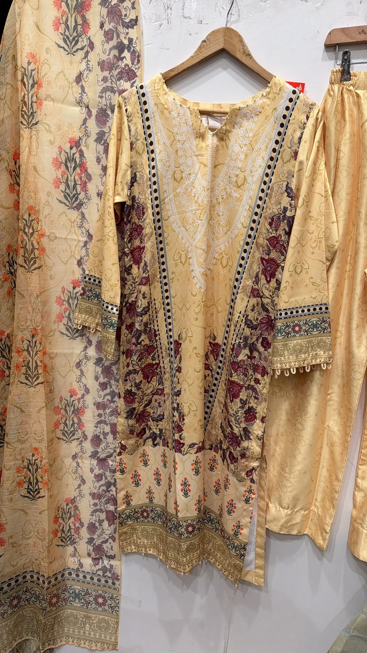 WL04 Embroidered Winter Linen 3-Piece Suit - East meets west clothing 