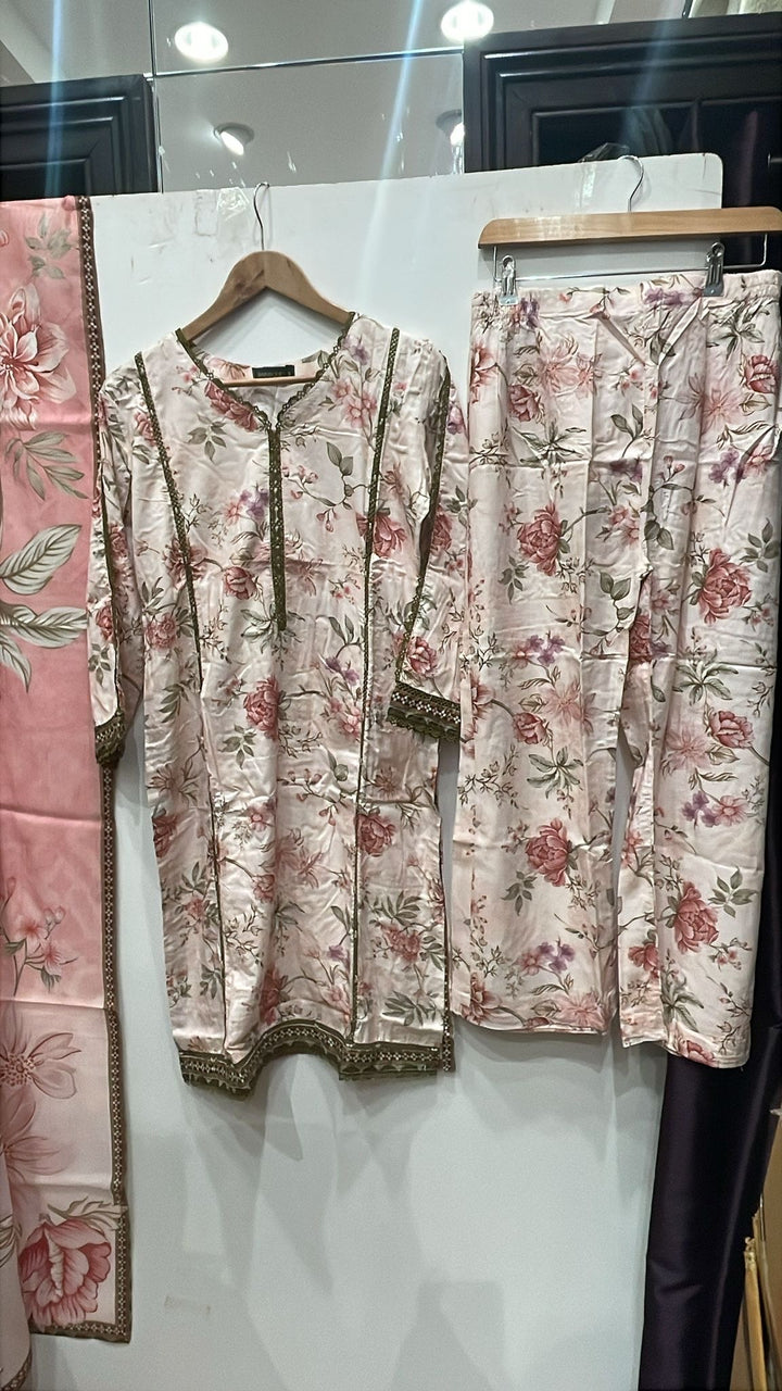 BL01- LINEN PRINT 3 PIECE SUIT