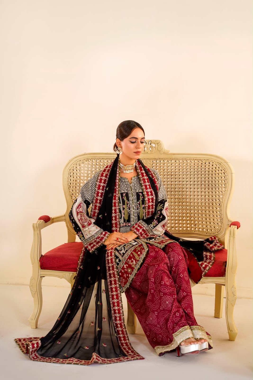 336B- Embroidered Shamoz Silk 3 Piece Suit