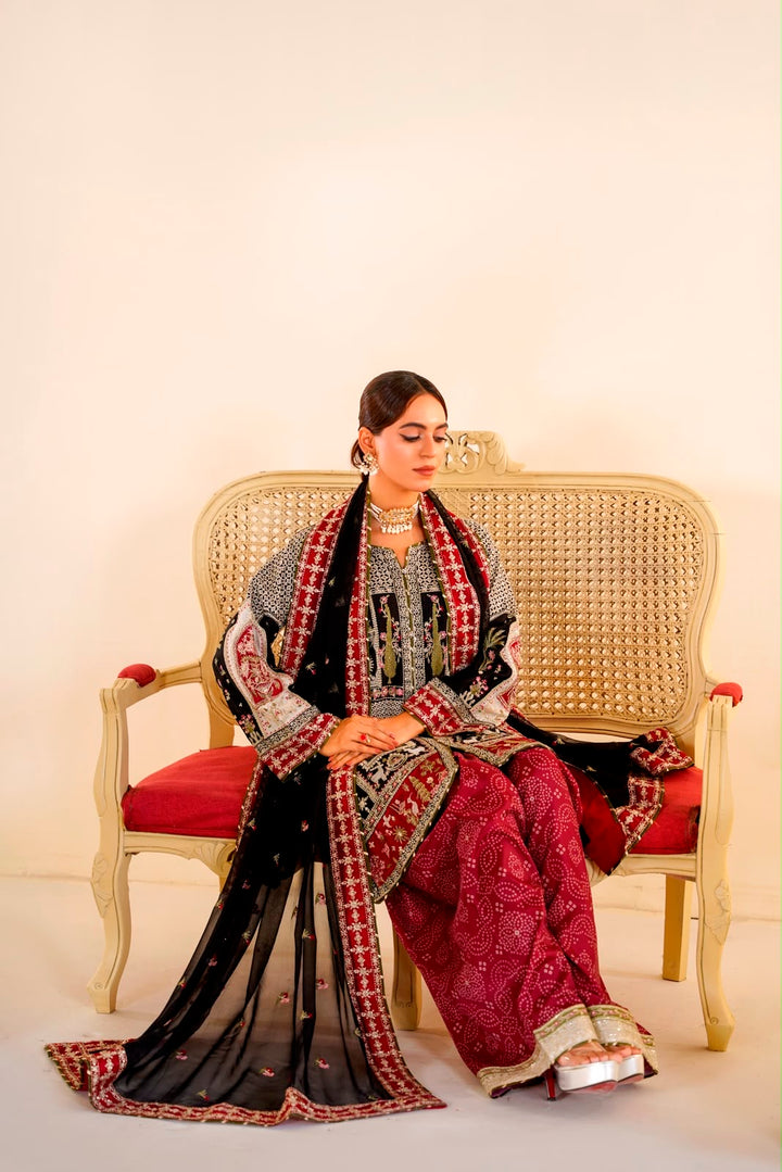 336B- Embroidered Shamoz Silk 3 Piece Suit