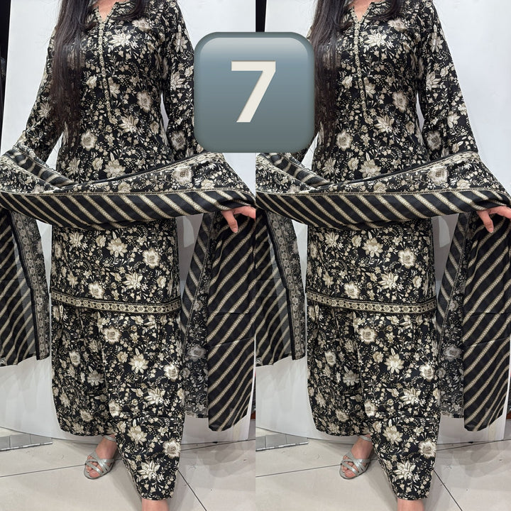 FKS07 - Bin Saeed Farshi Shalwar Lawn Print 3 Piece Suit