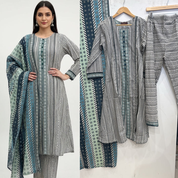 BS07 - BIN SAEED LAWN PRINT 3 PIECE SUIT