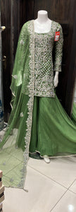 EMBROIDERED & EMBELLISHED NET ORGANZA SHARARA SUIT 0171A