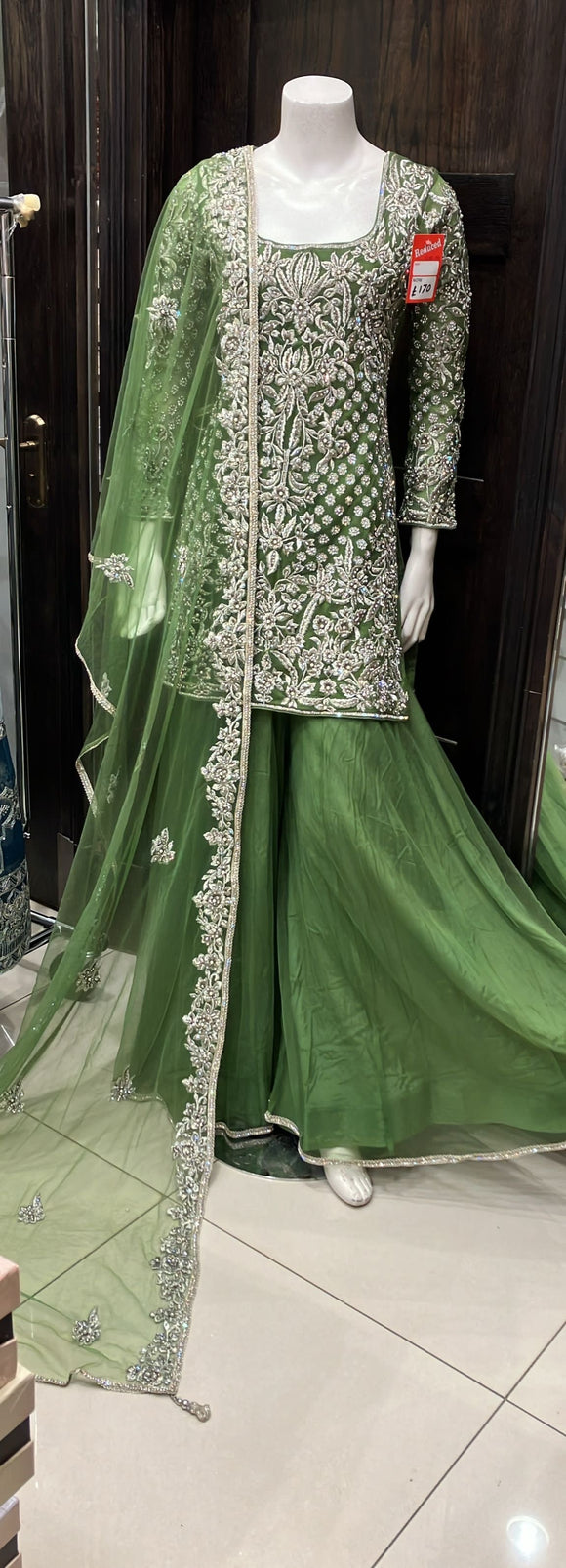 EMBROIDERED & EMBELLISHED NET ORGANZA SHARARA SUIT 0171A