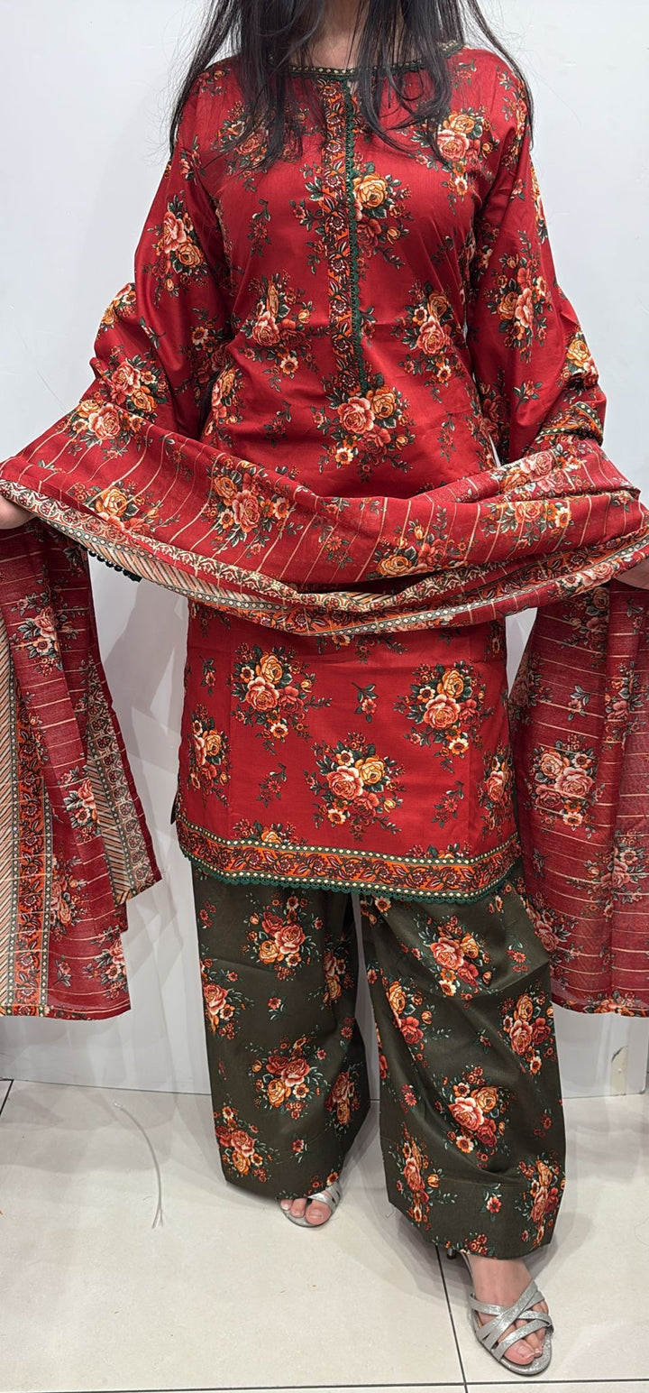 FGS07 - Bin Saeed Farshi Shalwar Lawn Print 3 Piece Suit