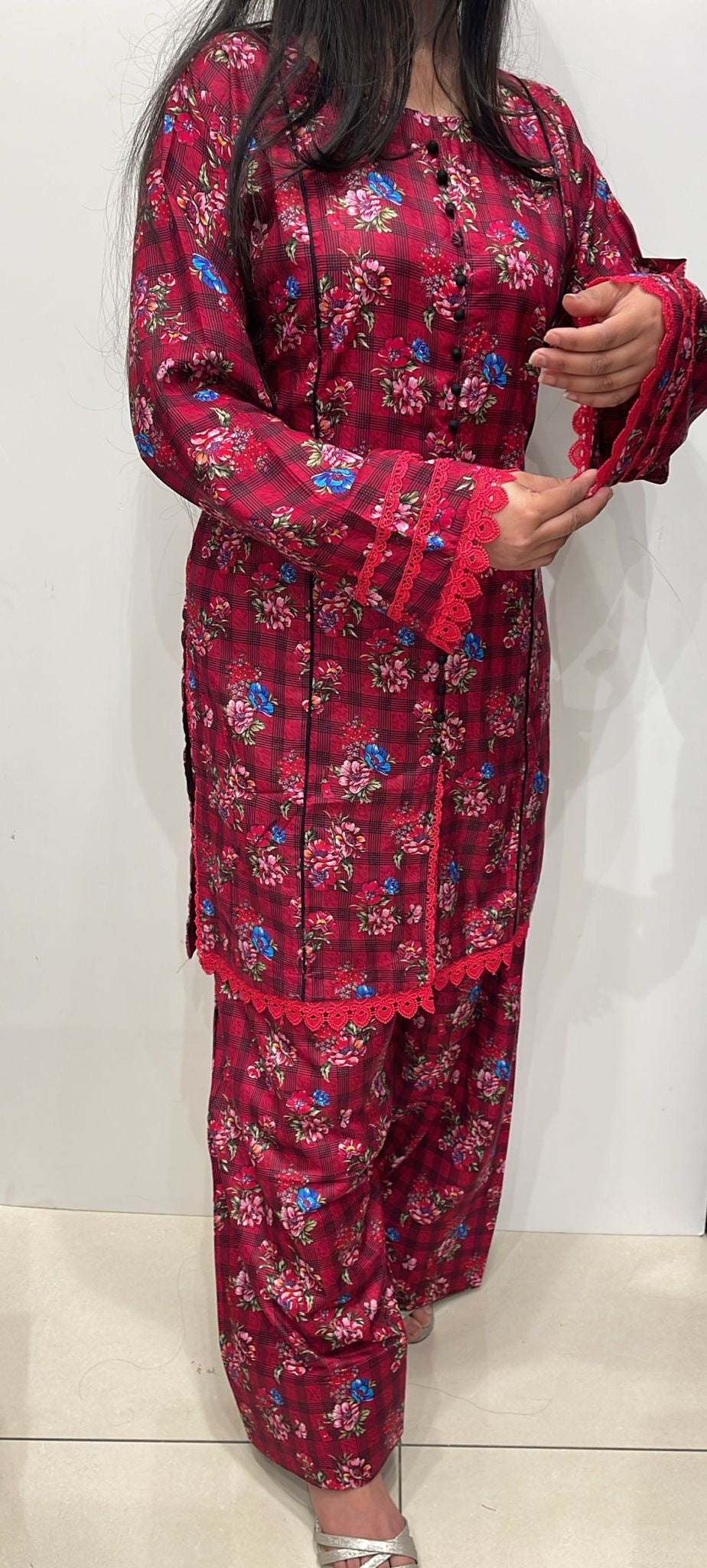 FTO1 - COTTON PRINT FARSHI SHALWAR 2 PIECE SUIT