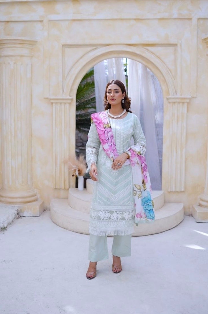 1129K - Light Green Embroidered Cotton Suit