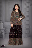 GIRLS PLUM EMBROIDERED & EMBELLISHED SHARARA OUTFIT K3070A