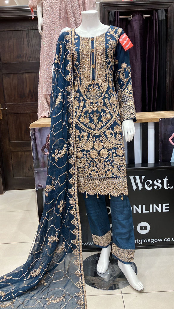 Chiffon Embroidered 3 piece suit 468A