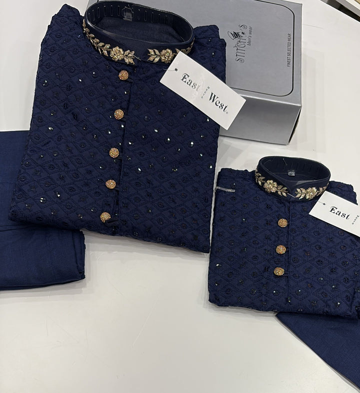 CK725 - Blue Chikankari Set for Boys and Men