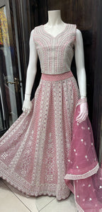 PINK EMBROIDERED NET LENGHA CHOLI 0211A