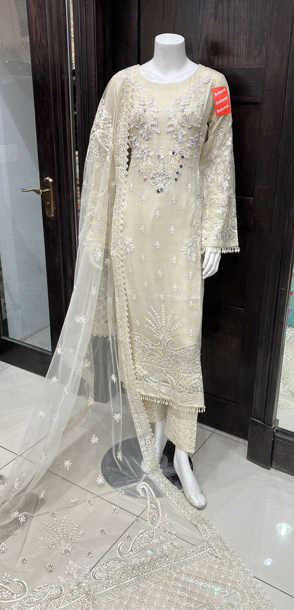 EMBROIDERED CHIFFON 3 PIECE SUIT ADA WORK NM1243