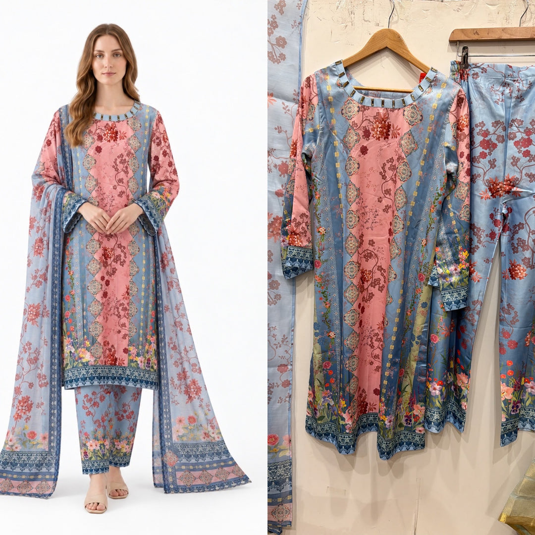 WL03 Embroidered Winter Linen 3-Piece Suit - East meets west clothing 