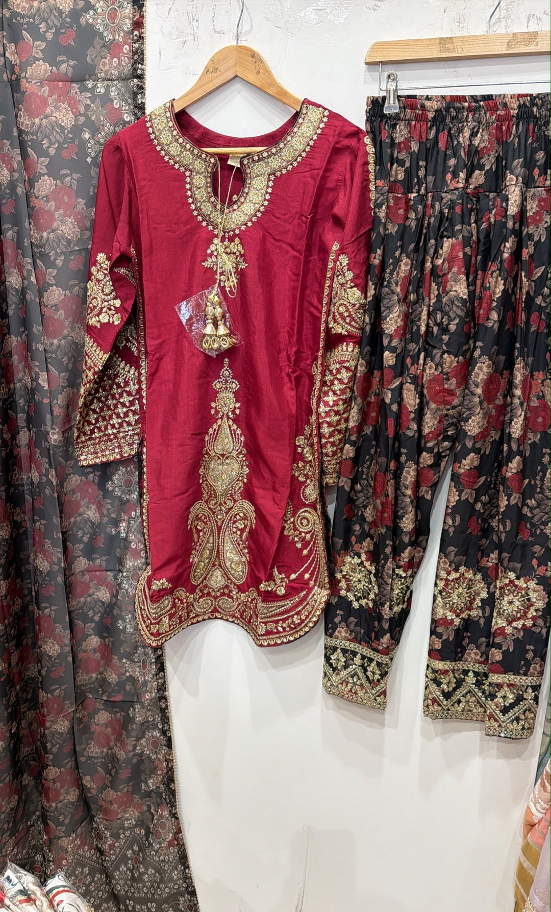 378D Embroidered Viscose Pakistani Shalwar Suit - East meets west clothing 