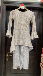 Girls Embroidered & Embellished chiffon Sharara suit k603d