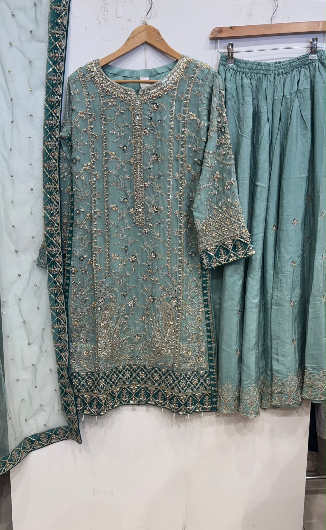 340B- Embroidered Chiffon 3 Piece Suit