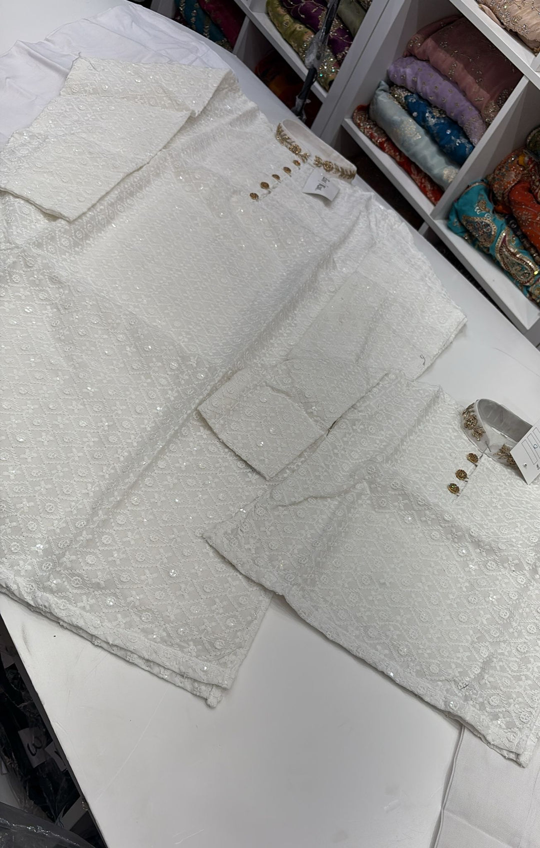 CK727 - White Chikankari Set for Boys and Men