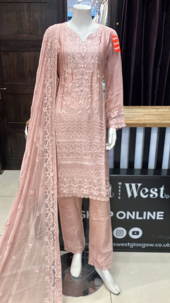 EMBROIDERED SILK 3 PIECE SUIT NA19