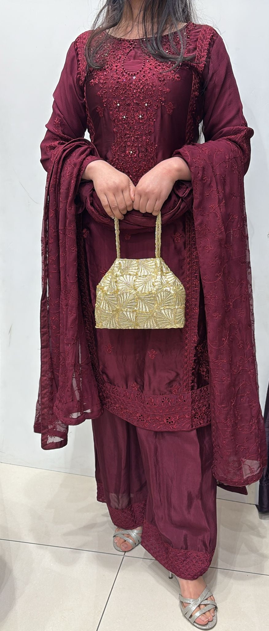 AG22b- EMBROIDERED SILK 3 PIECE SUIT