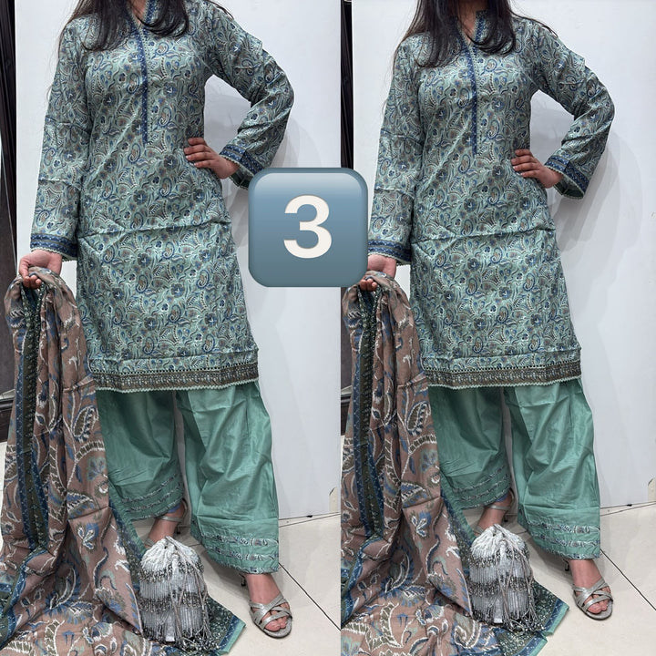 FKS03 - Bin Saeed Farshi Shalwar Lawn Print 3 Piece Suit