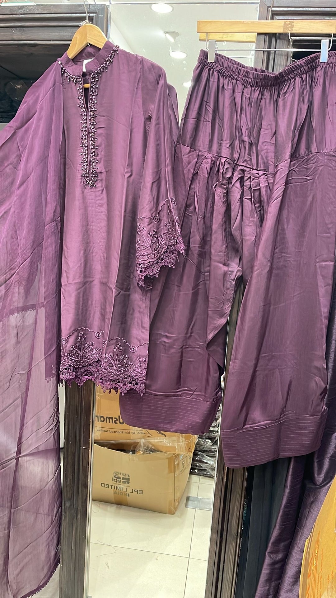 LF03 - Purple Farshi Shalwar Embroidered linen suit