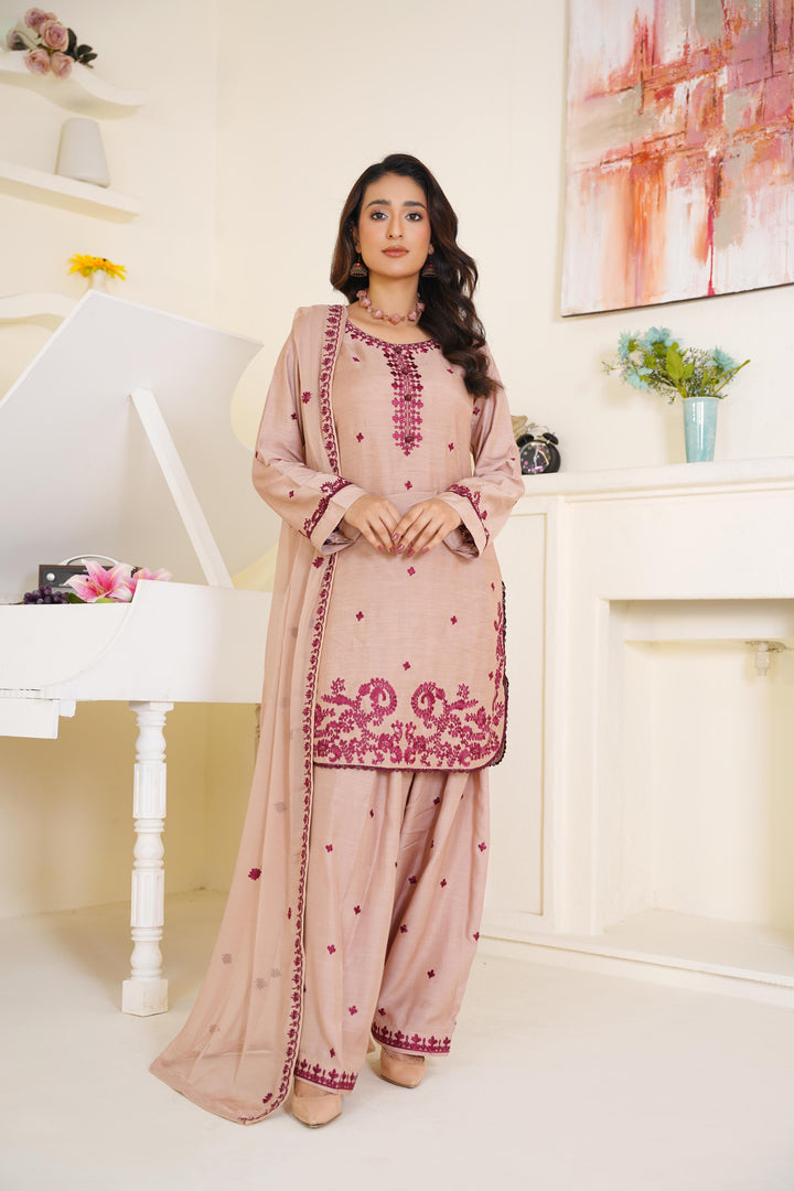 FV15 -Farshi Shalwar Viscose Silk Embroidered suit