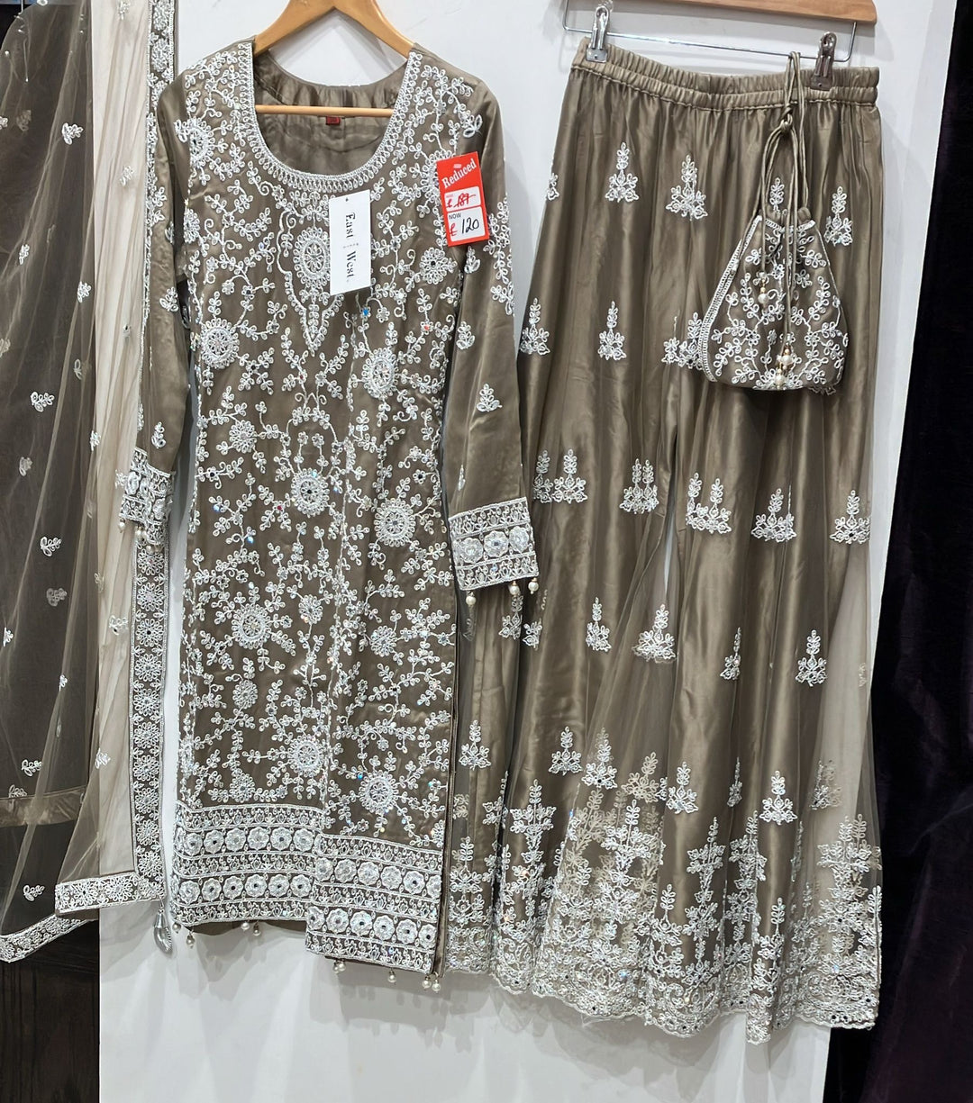 180B - FAWN EMBROIDERED & EMBELLISHED NET SUIT