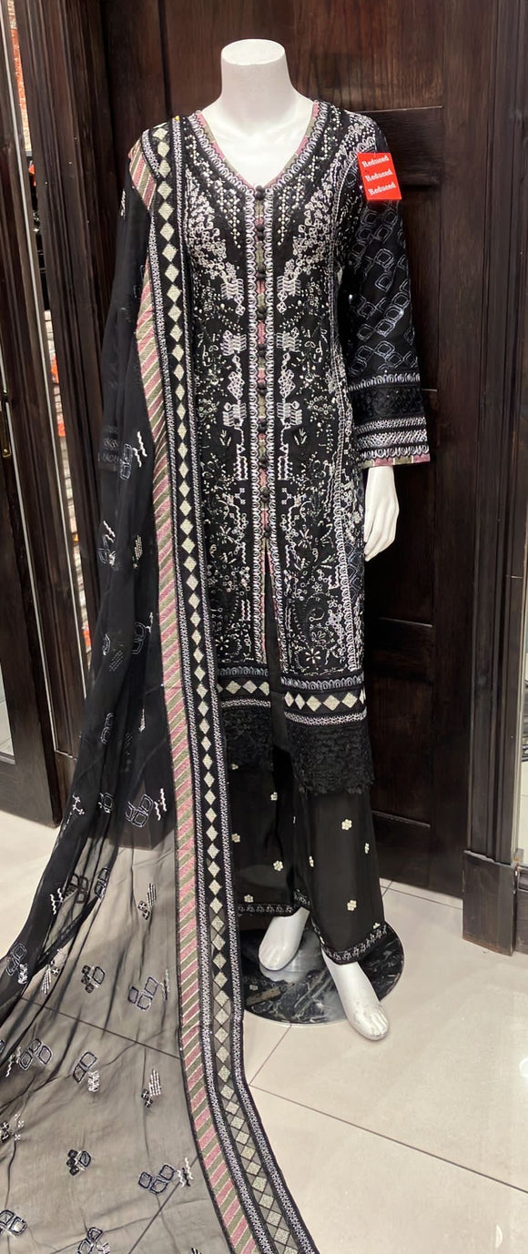 EMBROIDERED CHIFFON 3 PIECE SUIT ADA WORK NM1224C