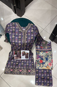 EMBROIDERED LAWN PRINT 3 PIECE SUIT MP12