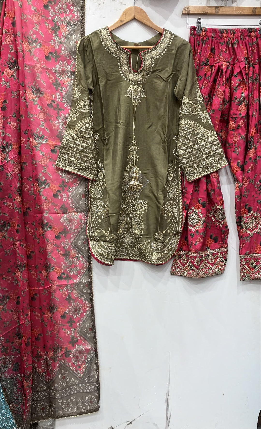 378A Embroidered Viscose Pakistani Shalwar Suit - East meets west clothing 