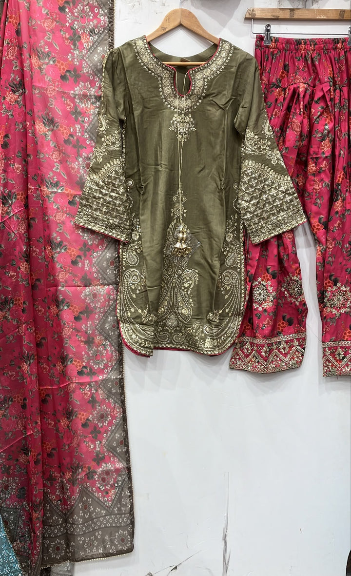 378A Embroidered Viscose Pakistani Shalwar Suit - East meets west clothing 