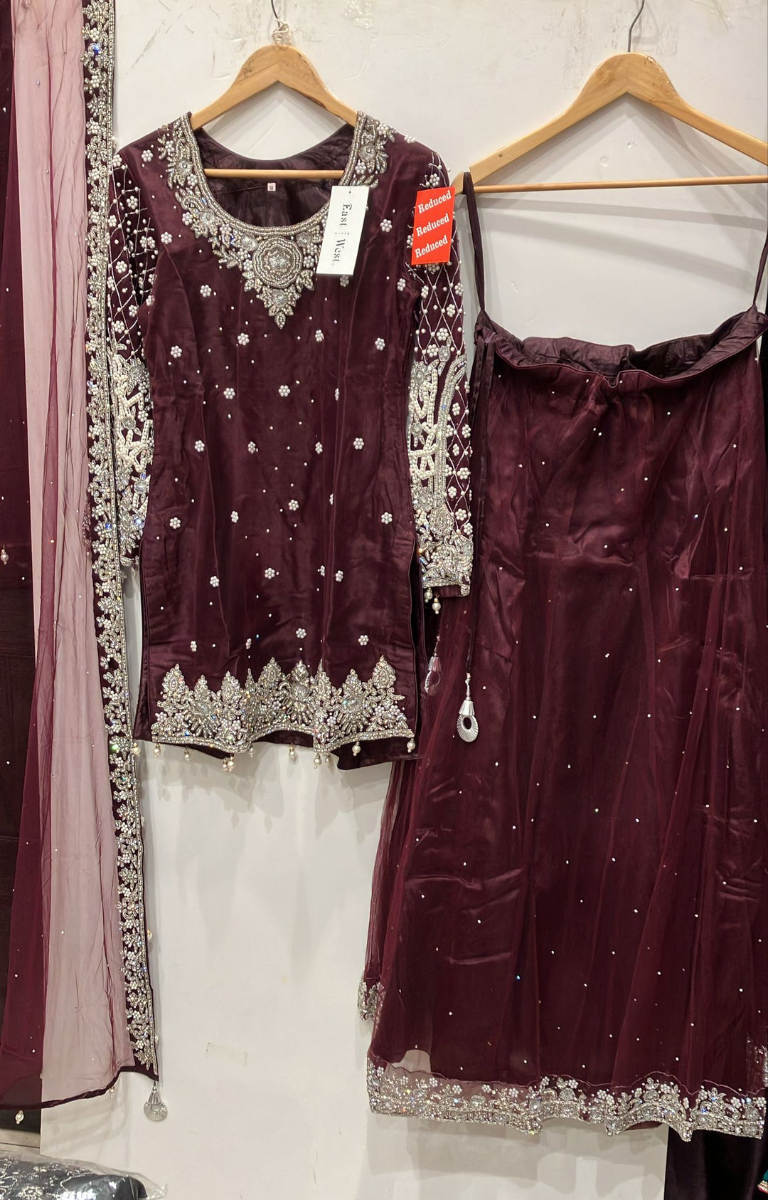 248B - PLUM EMBROIDERED LENGHA DRESS