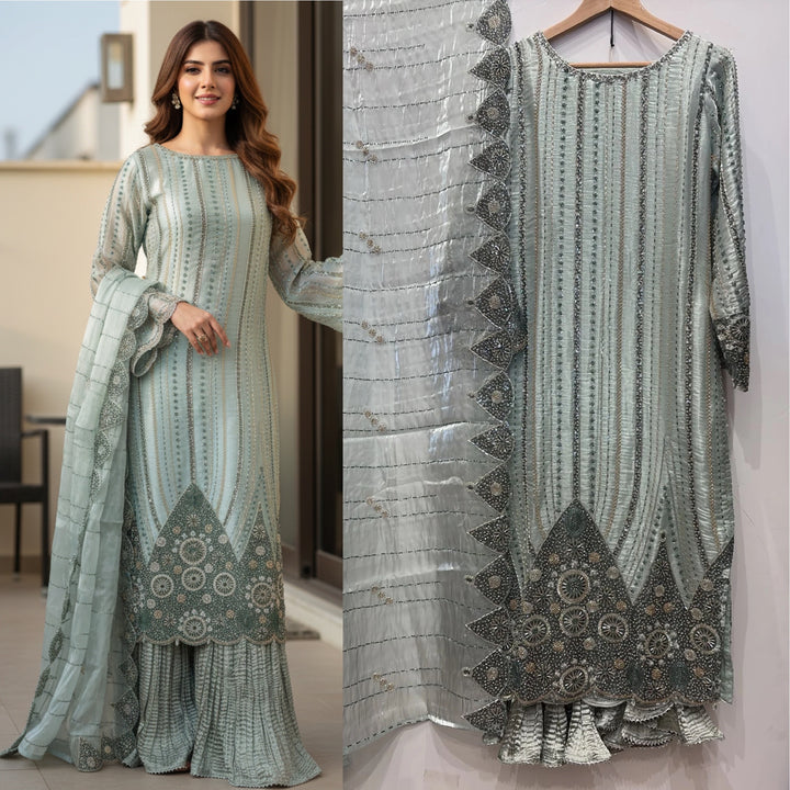 390E - EMBROIDERED & EMBELLISHED SILK SUIT