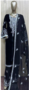 BLACK EMBROIDERED VELVET SUIT NV61C