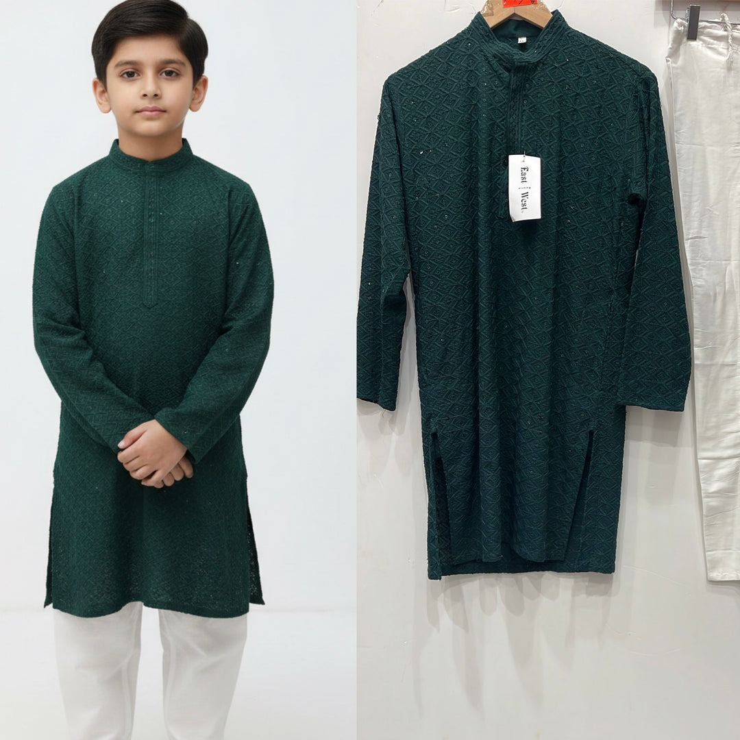 CMR22 BOYS GREEN CHIKANKARI 2PC SET